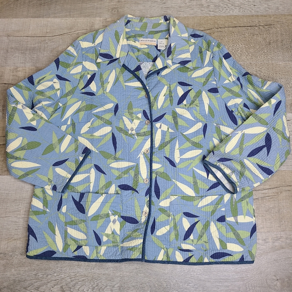 Alfred Dunner Blue and Green Quilted Jacket Size 24W
